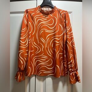 SHEIN size small Orange Swirl Patterned Women's Top